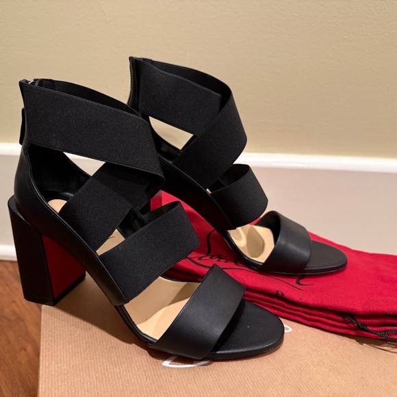 Christian Louboutin Patrouille 85mm Leather Elastic Strappy Heels sz 38.5 - Picture 3 of 16